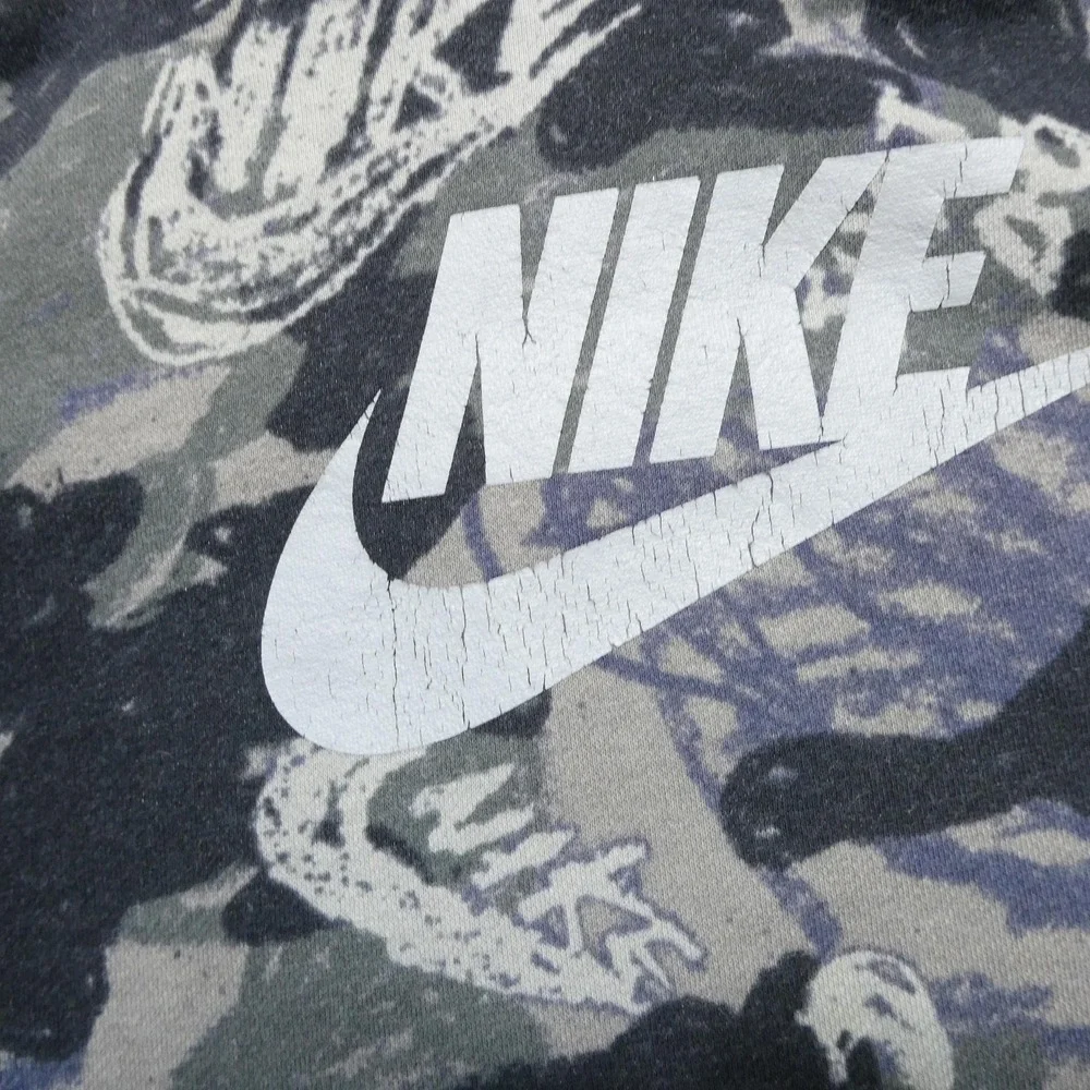 Nike Hoodie Youth XL Gray Pullover Fleece Sweatshirt Camo Just Do It Logo